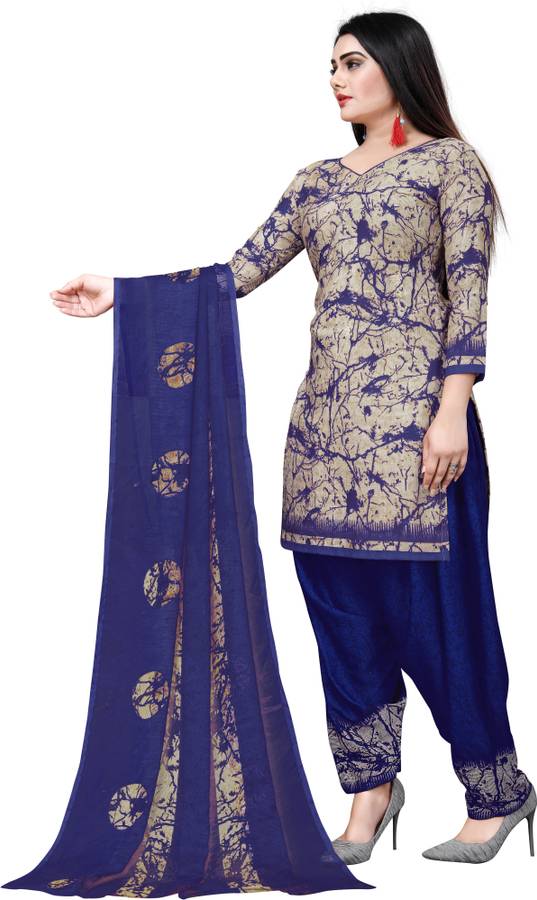 Crepe Geometric Print Kurta & Churidar Material