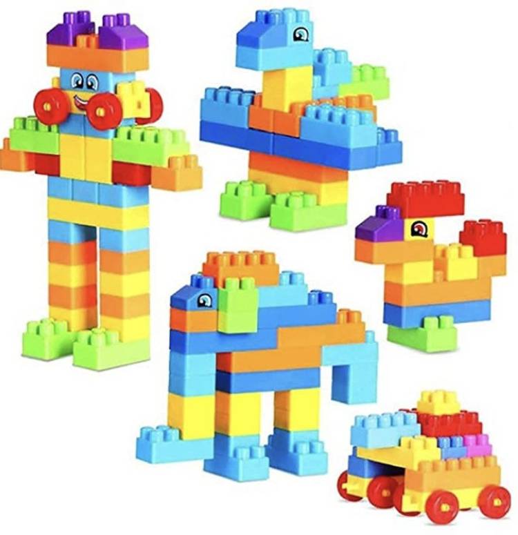 kipa Made in India Multi Coloured Educational Play and Learn Plastic Building Block Set Pipes Puzzle Set - Blocks for Kids ( 56 Pieces ) - Blocks Toys and Games for Children With Smart Carry Bagpack