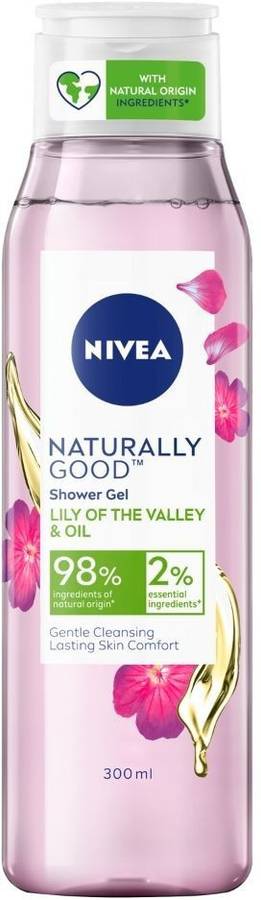 NIVEA Naturally Good Shower Gel, Lily of the Valley & Oil, No Parabens, Vegan Formula with 98% Ingredients of Natural Origin, 300 ml