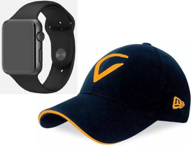 Solid, Applique NEW SERIES NEW FASHION COMBO PACK SET OF 2 WATCH - 01 + CAP - 01 VIRAT KOHLI CAP + DIGITAL LED SQUARE WATCH SILICON STRAP Cap