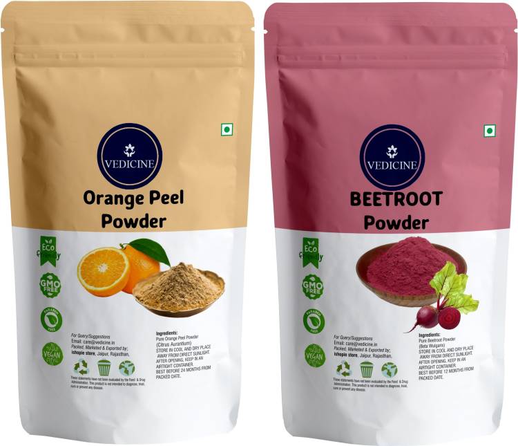 VEDICINE 100% Natural & Pure Orange Peel and Beetroot Powder For Face Pack And Hair Pack Price in India