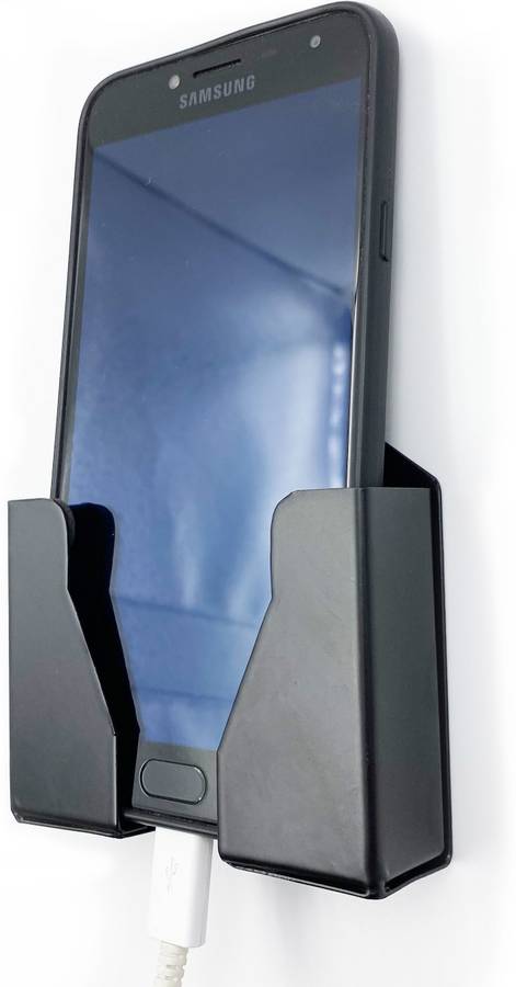Crinds Pure Metal Wall Mount Mobile Cell Phone Stand Holder Charging Stand for Wall with Single Pocket to Hold All Smartphones and iPhones Mobile Holder