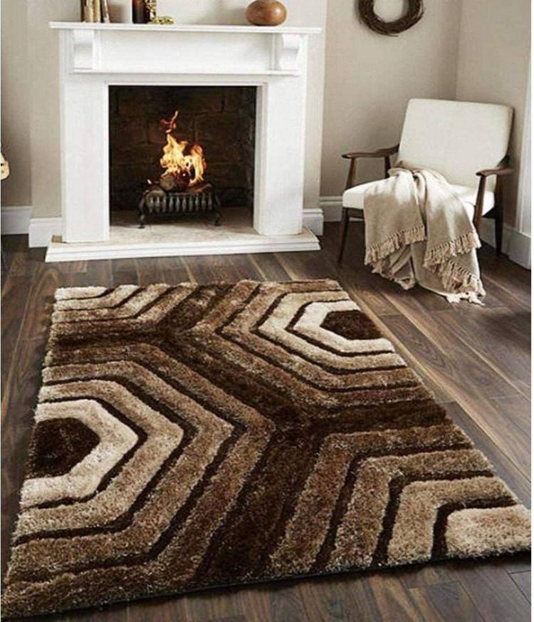 Asha Home Decor Brown Polyester Carpet