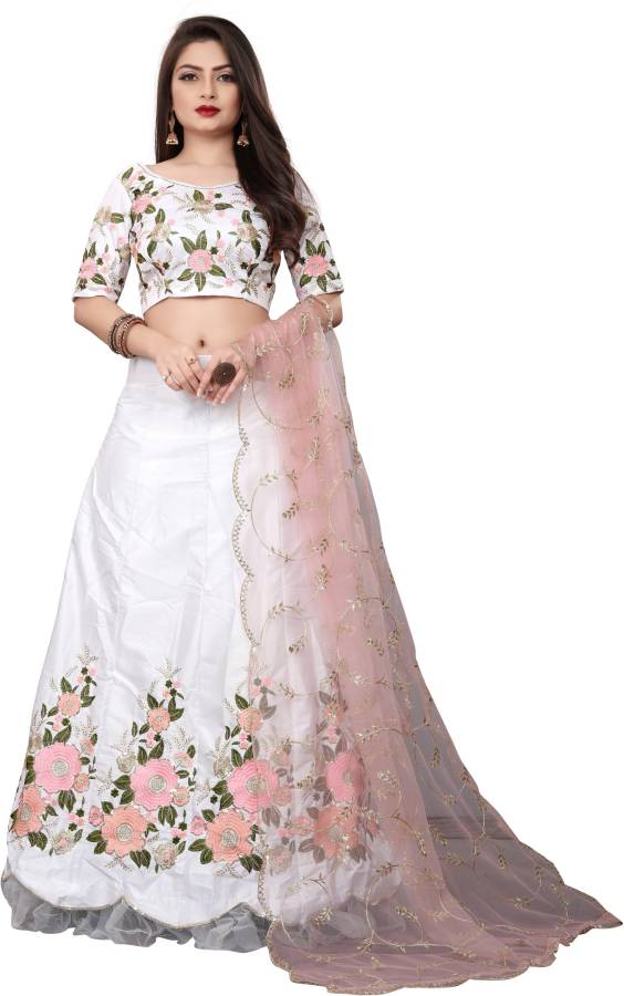 Embroidered Semi Stitched Lehenga Choli Price in India