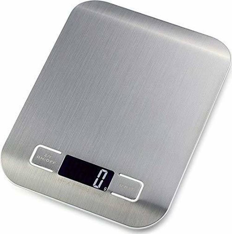 NIDHDHI CREATION Kitchen Weighing Scale - Weight Machine for Home Kitchen - For Food, Baking, Cooking, Health and Fitnectronic (5KG) (Stainless Steel)ss - Ele Weighing Scale