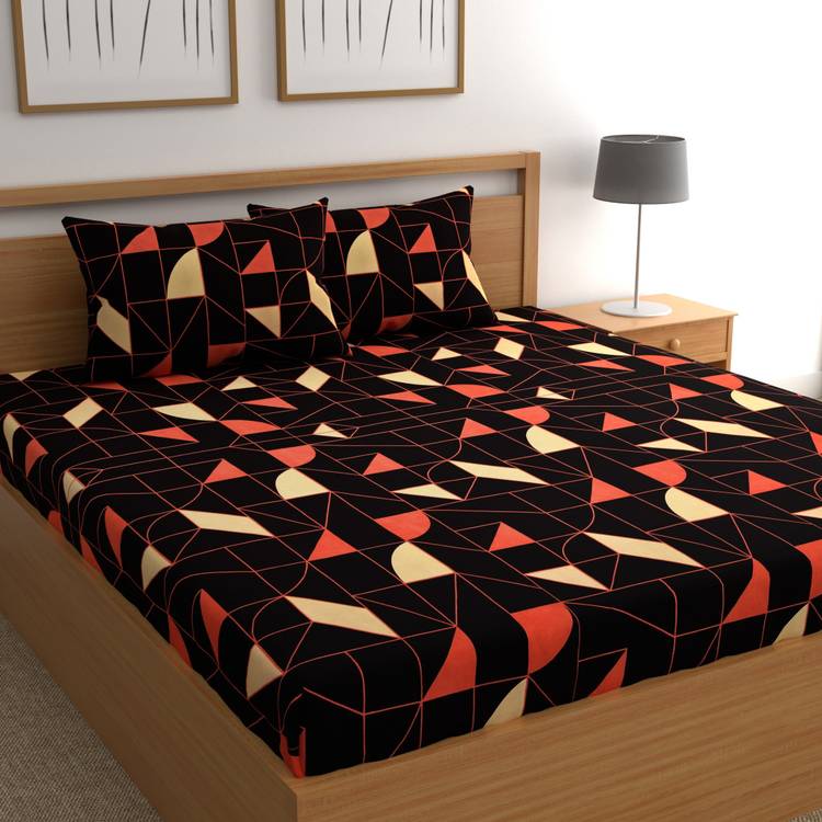 CHHAVI INDIA 160 TC Microfiber Double Geometric Bedsheet