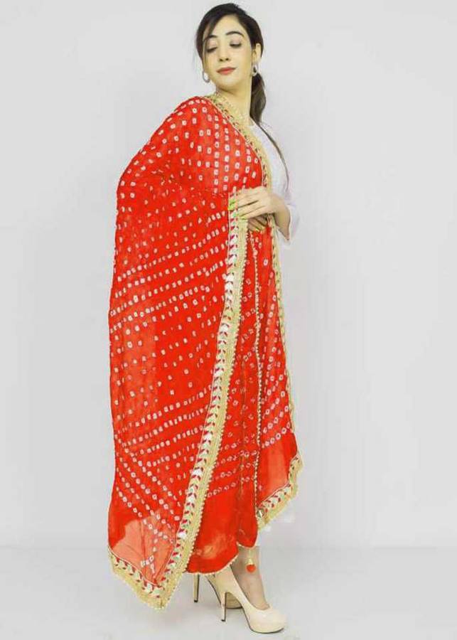 Art Silk Embellished Orange Women Dupatta