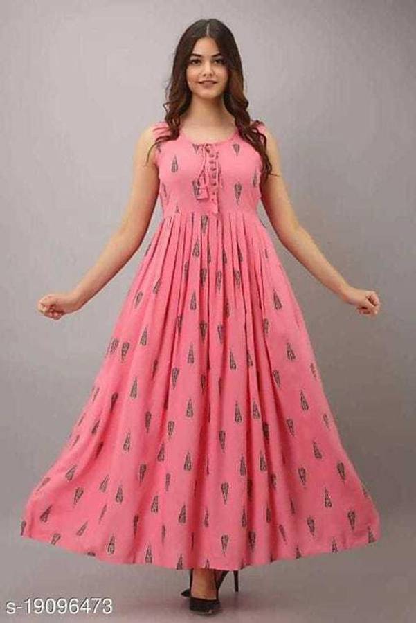 Women Printed Rayon, Pure Cotton Anarkali Kurta