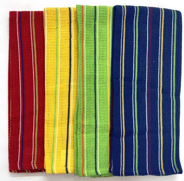 BRODEES Kitchen Towel Pack of 4 Pcs | Waffle Weave Kitchen Towel | Size 40 x 60 Cm Red, Blue, Green, Yellow Napkins