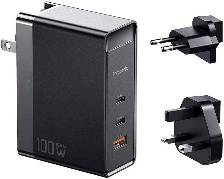 ICREATOR 100W SuperFast Charger With 3 Charging Port (2*PD/TYPE-C 100W, 1*USB 30W) ,Small Size For Ipad & Macbook & Mobiles 100 W 7 A Multiport Mobile Charger