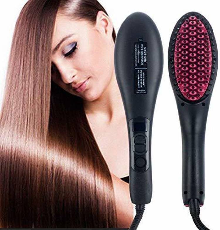 YOUR LITTLE WISH little wish Hair Electric Comb Brush 3 in 1 Ceramic Fast Hair Straightener For Women's Hair Straightening Brush with LCD Screen, Temperature Control Display,Hair Straightener For Women (BLACK) YLW 37 Hair Straightener Brush Price in India