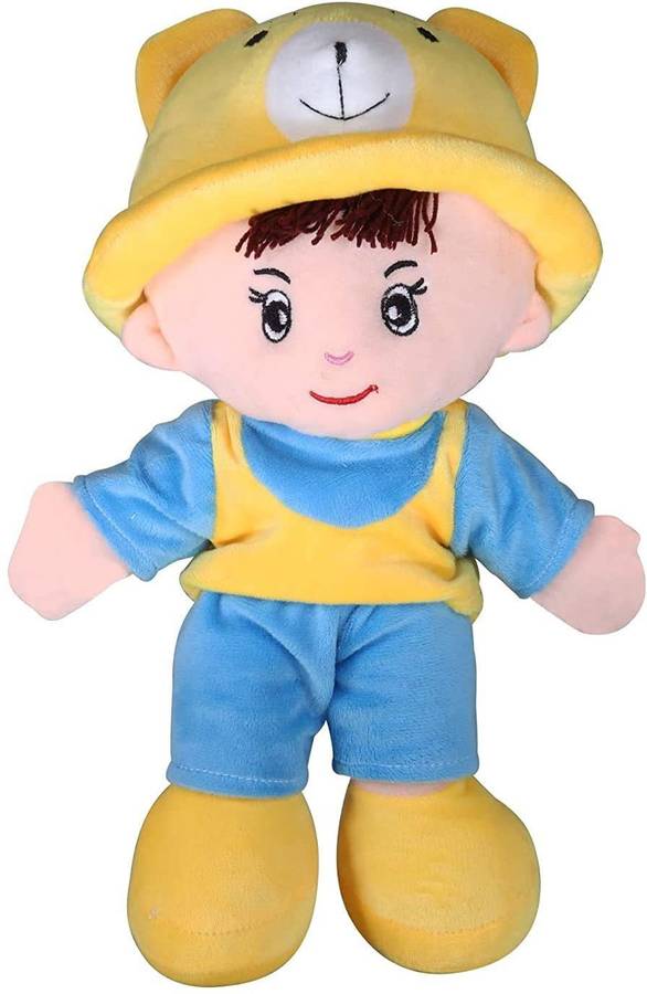 Hello Baby Super Soft Cute Looking Smiling Robin Boy Soft Toy / Stuffed Soft Plush Toy 35 Cm For Kids (Blue/Yellow) - 34 cm