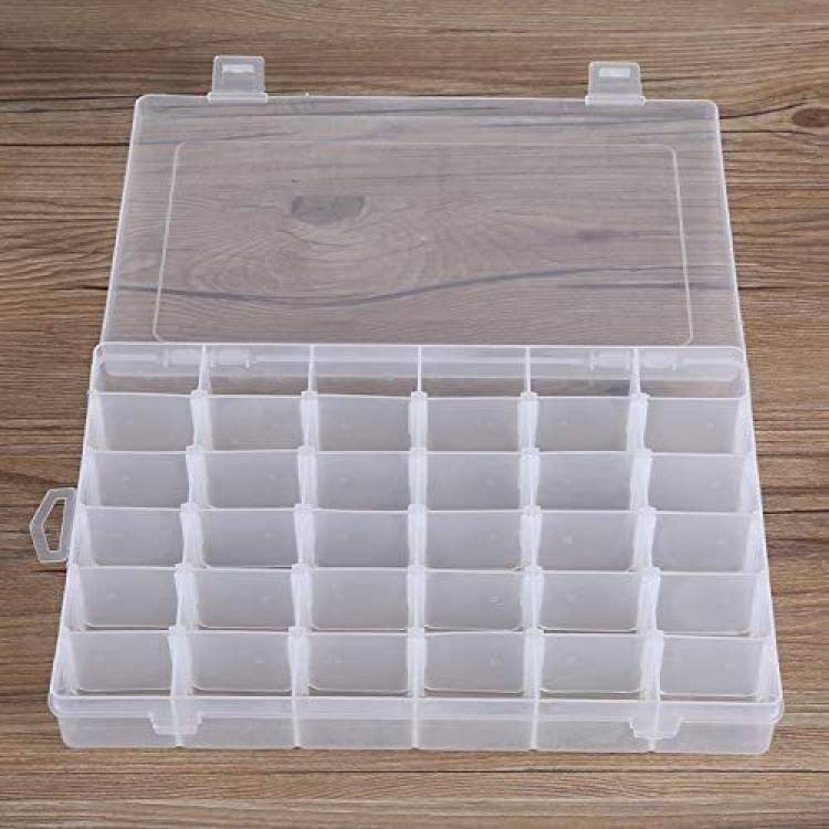 YAARA ENTERPRISE 36 Grids Clear Plastic Storage Box with Adjustable Dividers Organizer Pills Drugs Earrings Bead Jewelry Small Storage Box Case.(Pack of 1 ) 36 Grids Clear Plastic Storage Box Vanity Box Price in India