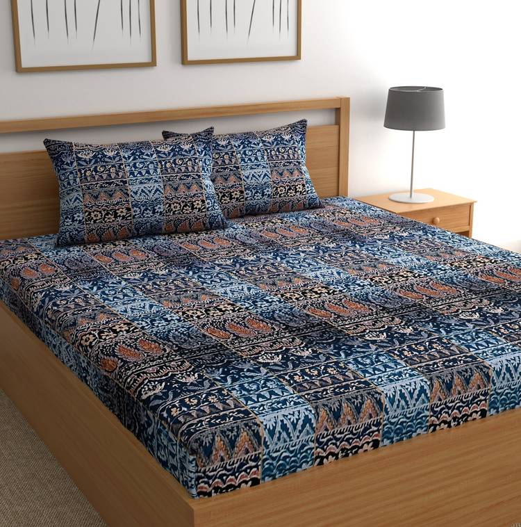 CHHAVI INDIA 160 TC Microfiber King Abstract Bedsheet