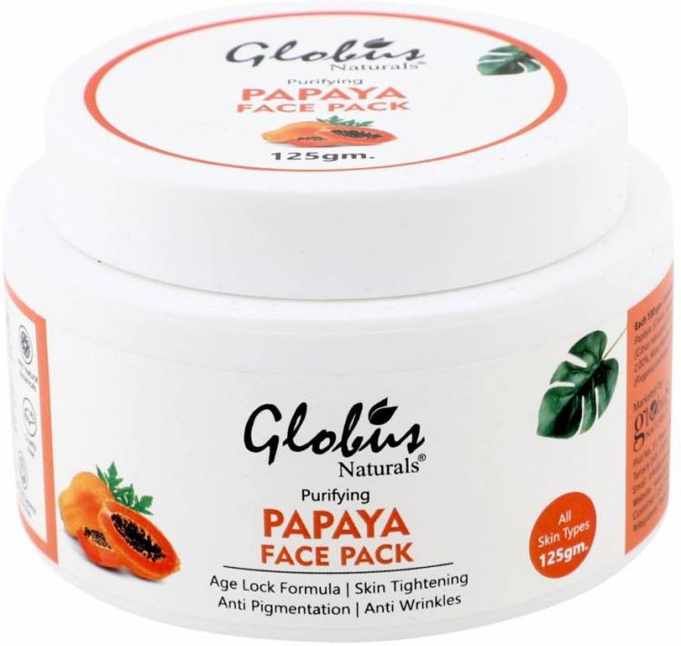 GLOBUS NATURALS Purifying Papaya Tan Removal & Age Arresting Face Pack For Blemish & Wrinkle Control, with Almond, Oranges Grapes, Aloe Vera & Glycerine, SLS Free, Paraben free, Vegan Skincare Price in India