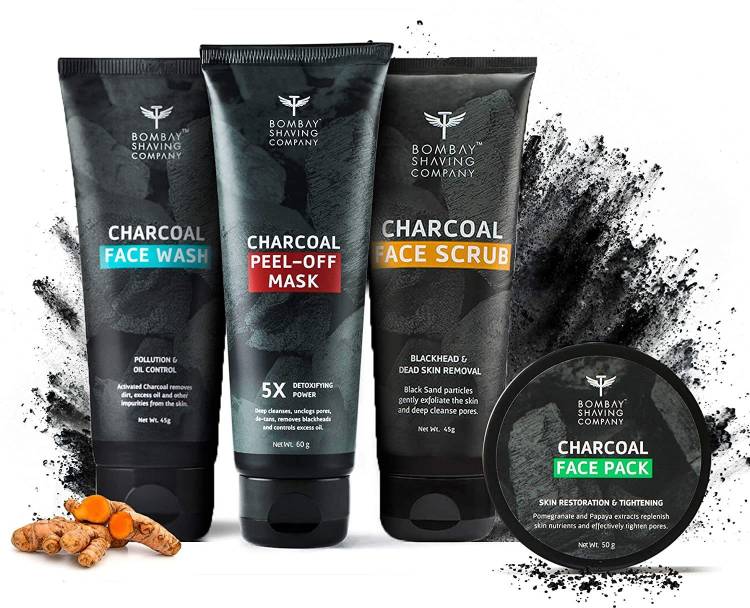 BOMBAY SHAVING COMPANY Activated Charcoal Complete Home Facial Kit | Removes Blackheads, De-tans, Unclogs Pores & Deep Cleanses | Made in India Price in India