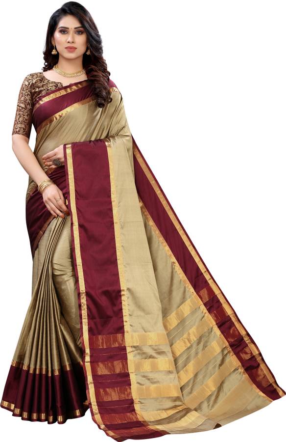 Striped Banarasi Cotton Silk Saree