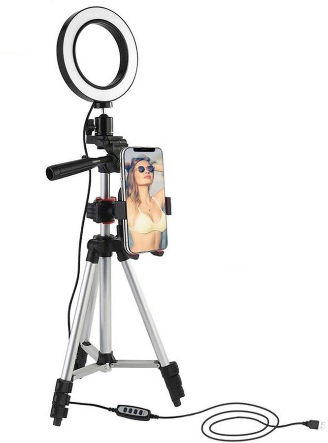 mafya 3110 Stand with 10 Inches LED Ring Light with 3Type Brightness Mode for Perfect Shoot can be Used for Camera, Phone tiktok YouTube Video Shooting and Makeup 4769234 Tripod Kit