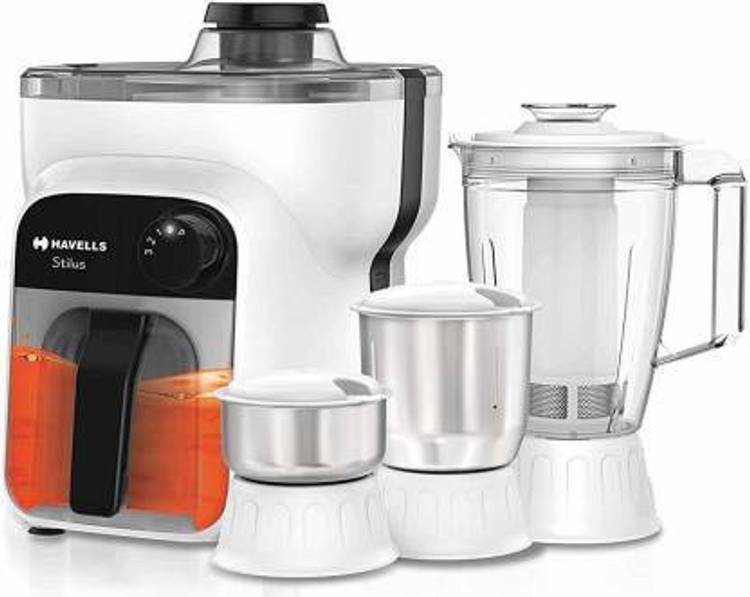 HAVELLS Stilus 4 Jar 500 Juicer Mixer Grinder (4 Jars, White and Black)