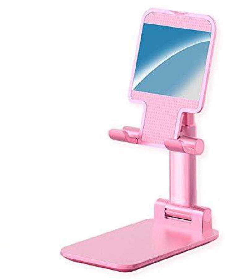 MemeHO Folding Desktop Phone Holder / Foldable Holder / Angle Adjustable Holder / Height Adjustable Holder / Desk Cell Phone Holder / Anti-Slip Compatible / Adjustable Holder /Mobile Holder (Pink) Mobile Holder