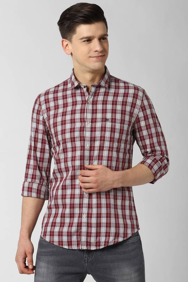Men Super Slim Fit Checkered Formal Shirt