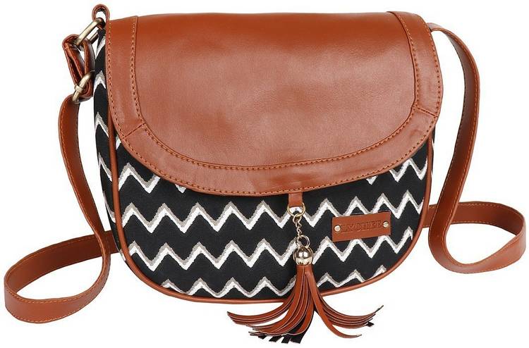 Black, White, Brown Women Sling Bag