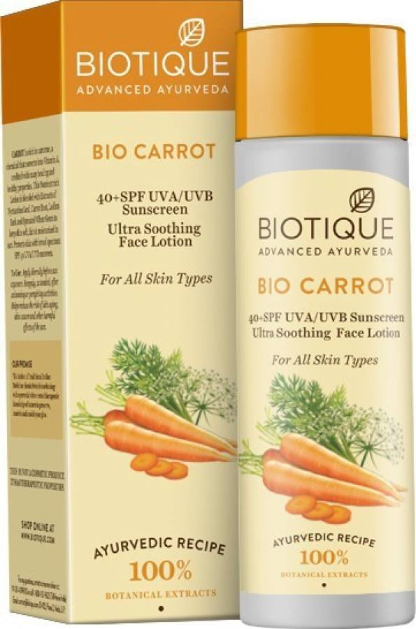 BIOTIQUE Bio Carrot Sunscreen Lotion - SPF 40 PA+ Price in India