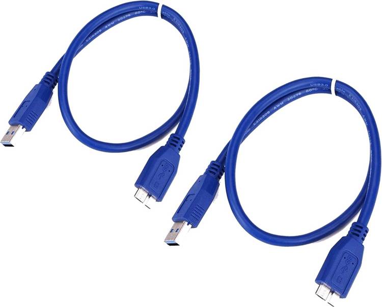 GITRU Pack of 2 60Cms USB 3.0 Cable Cord for Portable External Hard Drive Super Speed 5Gbps USB A to Micro B Device HDD Cable,Blue 0.6 m Micro USB Cable