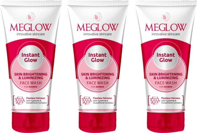 meglow Instant Glow Skin Brightening Facewash for Women 70g Pack of 3 Face Wash Price in India