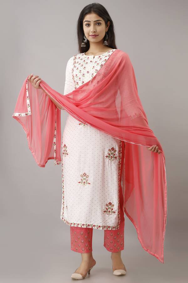 Embroidered Kurta, Trouser/Pant & Dupatta Set