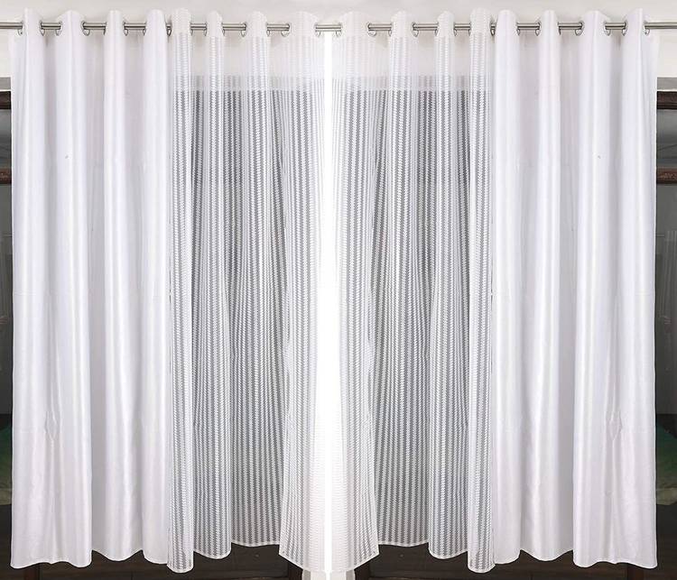 Divino 274 cm (9 ft) Polyester, Net Long Door Curtain (Pack Of 4)