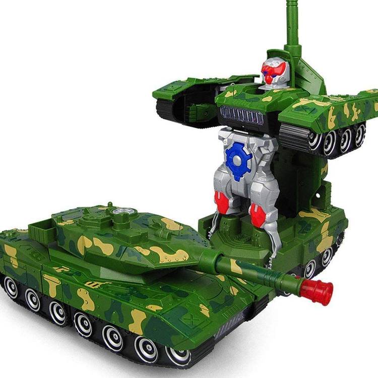 TUSHIKA Robot Army Tank Toy Fighting Combat Tank Automatic Deformation 2 In 1 With 3D Light Music And Gun Sound For Kids Boys And Girls