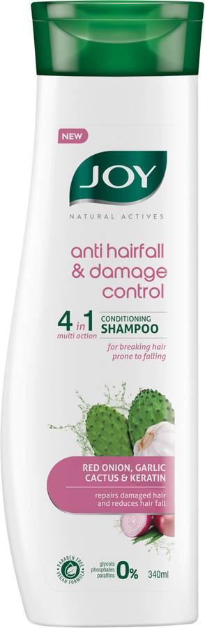 Joy Natural Actives Anti Hairfall & Damage Control 4-in-1 Multi Action Conditioning Shampoo With Red Onion Keratin, Cactus & Garlic extracts | Anti Hair Fall Conditioning Shampoo Price in India