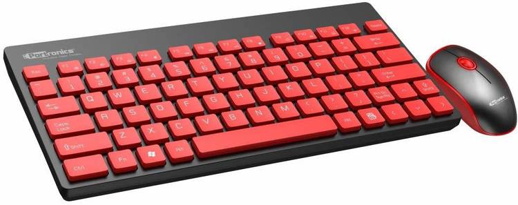 Portronics Key2-A Combo of Multimedia Wireless Keyboard & Mouse, Compact Light-Weight for PCs, Laptops and Smart TV, Black Wireless Multi-device Keyboard