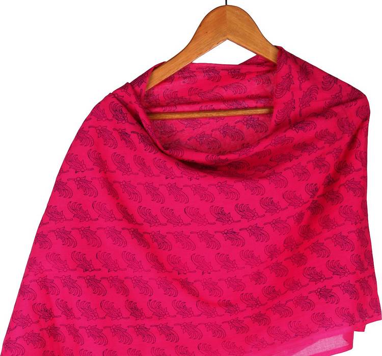 Pure Cotton Self Design, Printed Pink Women Dupatta