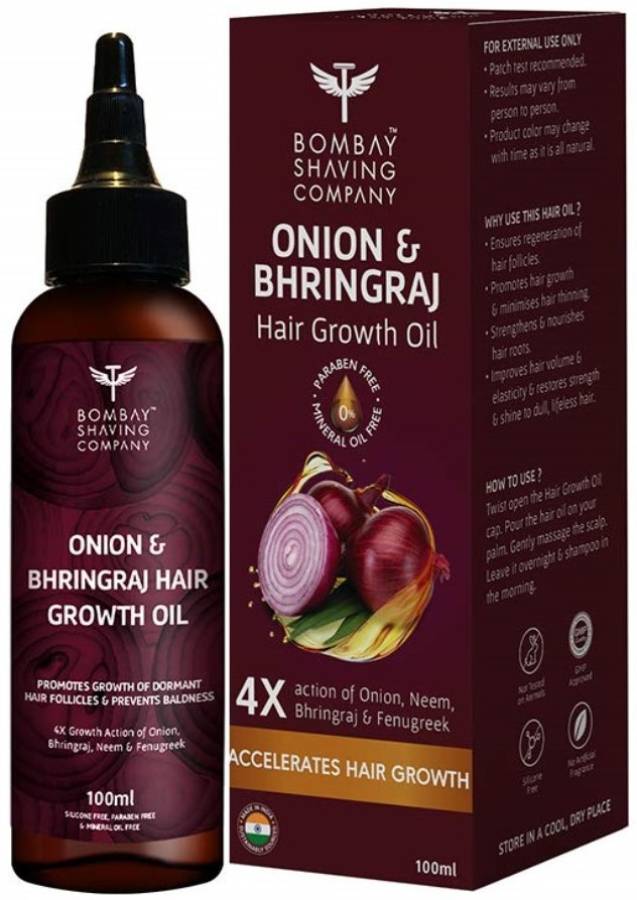 BOMBAY SHAVING COMPANY Onion and Bhringraj Hair Oil With 4X Growth Action - Stimulates the Roots & Prevents Baldness | 100 ml Hair Oil Price in India