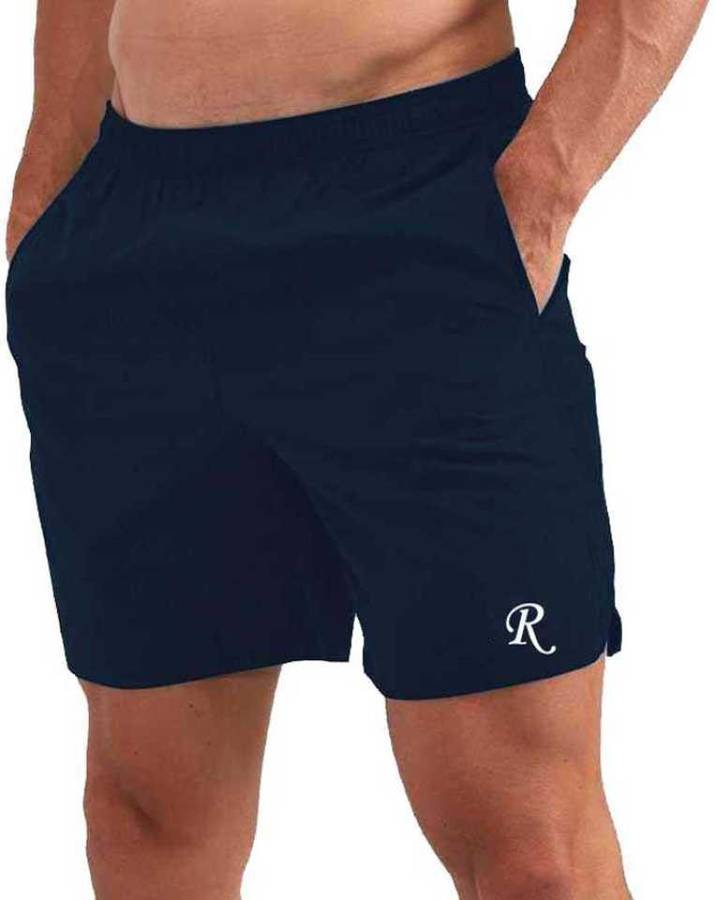 Solid Men Blue Gym Shorts