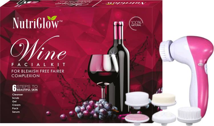NutriGlow Wine Facial Kit (250+10)g with 5 in 1 Face Massager Free Price in India