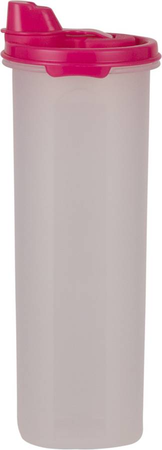 POLYSET Magic Seal Tall Round Oil Cannister Pink Lid - Transparent Bottom - 800 ml Plastic Utility Container