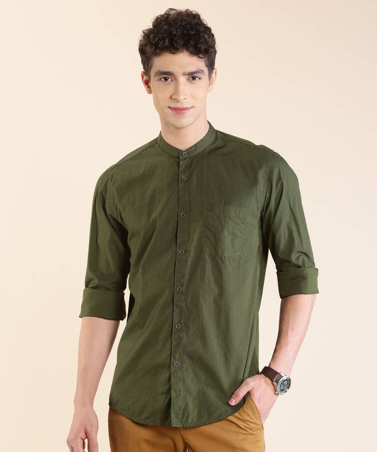 Men Slim Fit Polka Print Casual Shirt