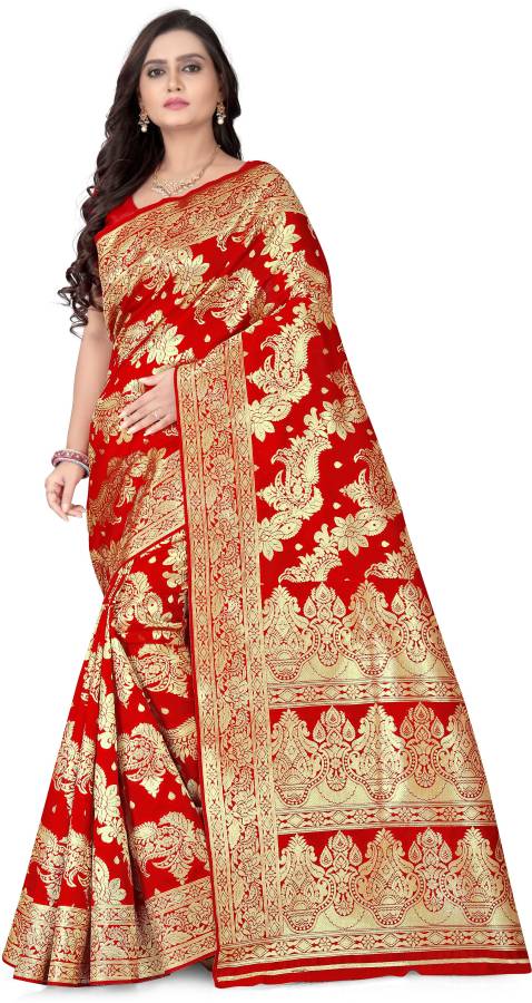 Woven Tanchoi Poly Silk, Jacquard Saree Price in India