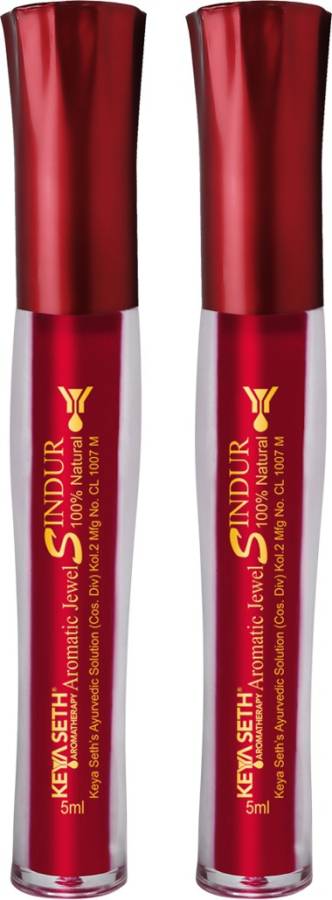 KEYA SETH AROMATHERAPY Aromatic 100% Natural Liquid Sindoor Maroon with Sponge-Tip- Applicator- Long Lasting Chemical Free & Waterproof with Floral Pigment (5ml X 2) Sindoor Price in India