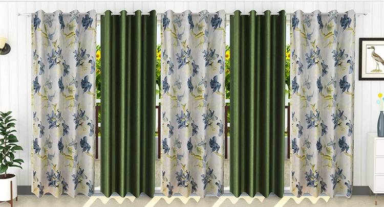 Aas Home Décor 274 cm (9 ft) Polyester Long Door Curtain (Pack Of 5)