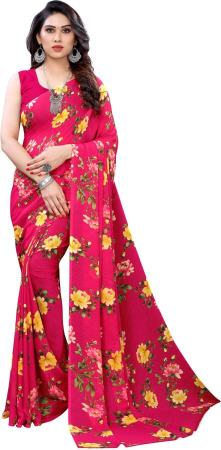 Floral Print, Printed Bollywood Georgette Saree Price in India
