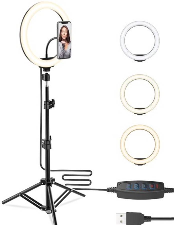 Webilla 26" 10 Inches Big LED Ring Light for Photo and Video with Tripod Stand Compatible with Camera and Smartphones Tripod