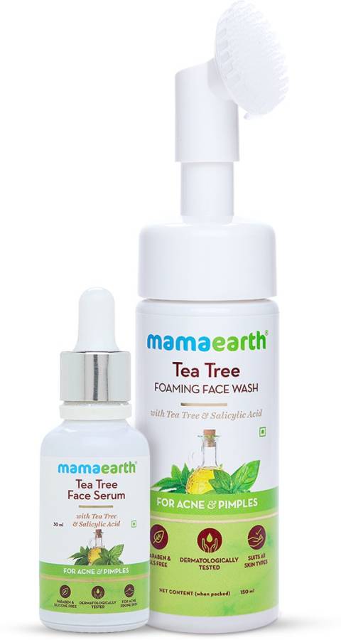MamaEarth Tea Tree Clear Skin Combo - Tea Tree Foaming Face Wash 150ml + Tea Tree Face Serum 30ml Price in India