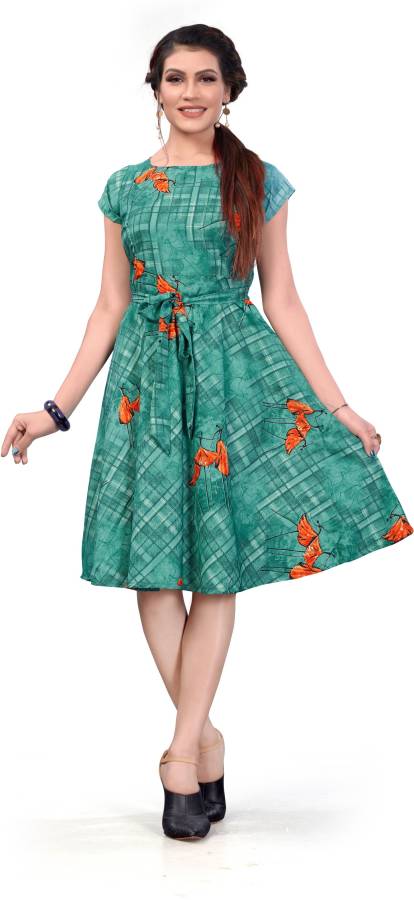 Women Fit and Flare Multicolor Dress Price in India