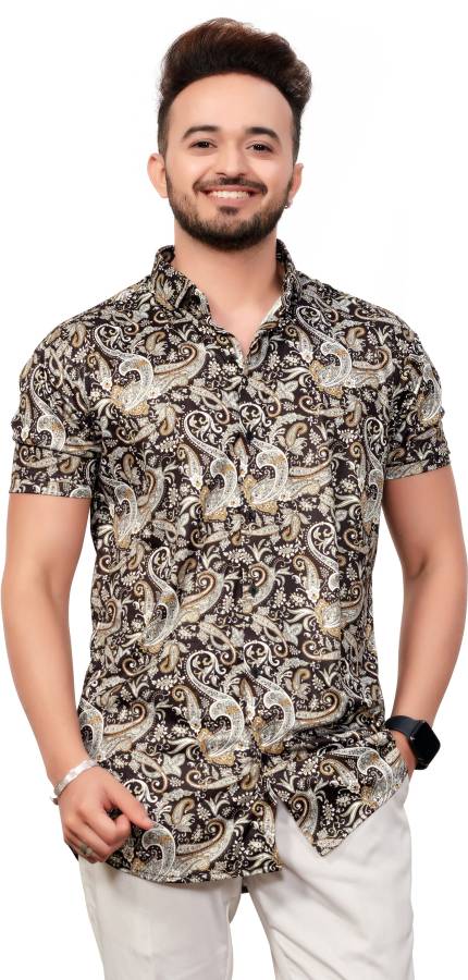Men Slim Fit Printed Button Down Collar Casual Shirt Price in India