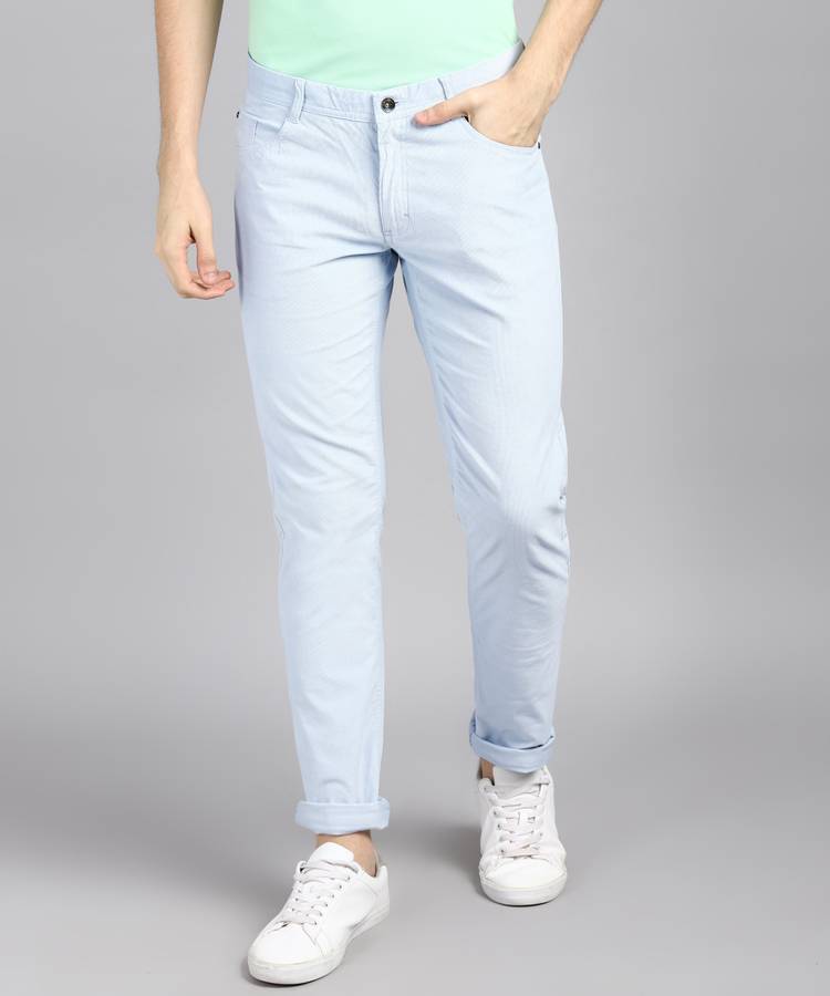 Slim Fit Men Blue Corduroy Trousers