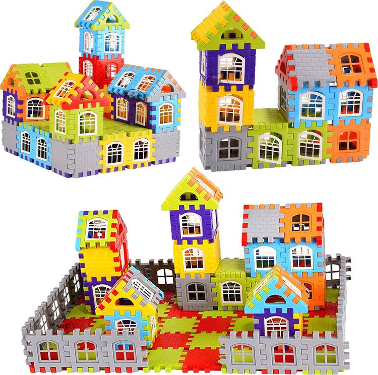 Learn With Fun Building Blocks for Kids, (138 Blocks) House Building Blocks with Windows, Block Game for Kids